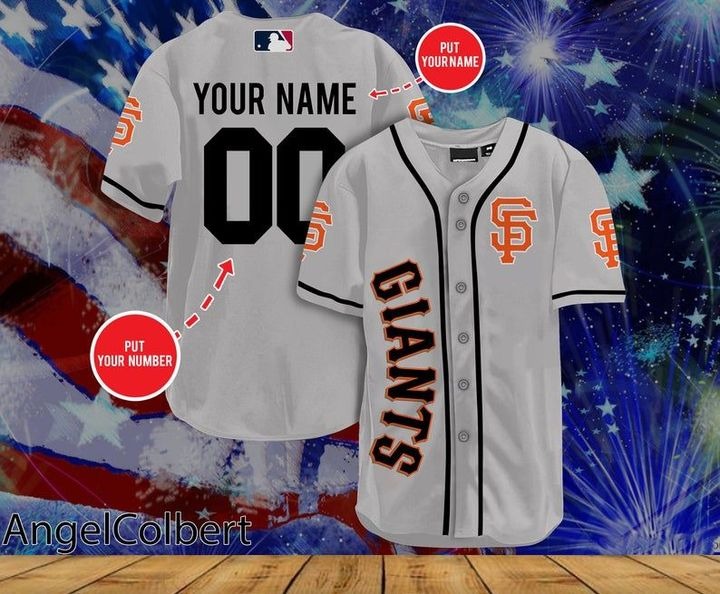San Francisco Giants Personalized Name And Number Baseball Jersey Shirt - Grey