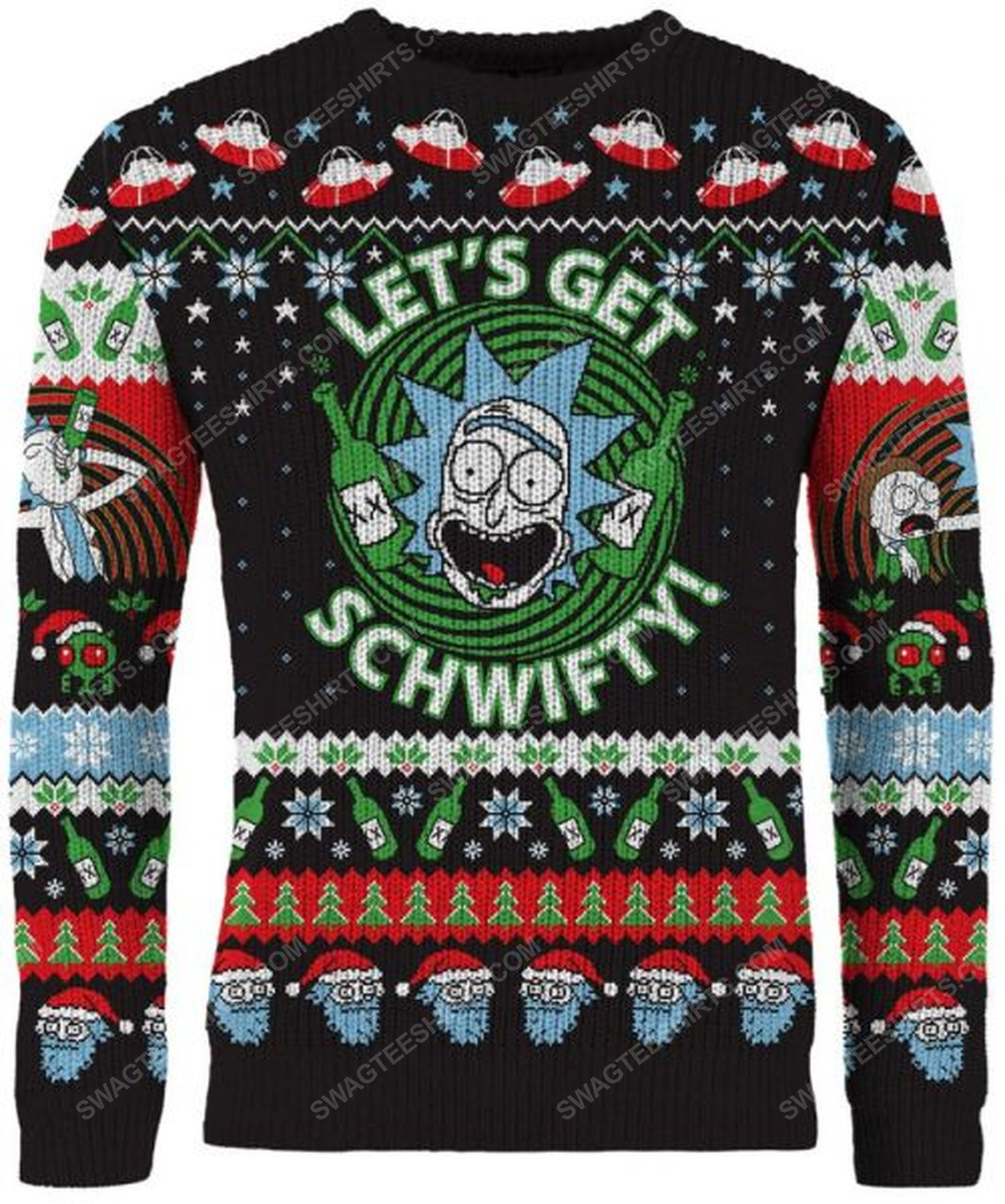 Rick and morty let's get schwifty full print ugly christmas sweater 1