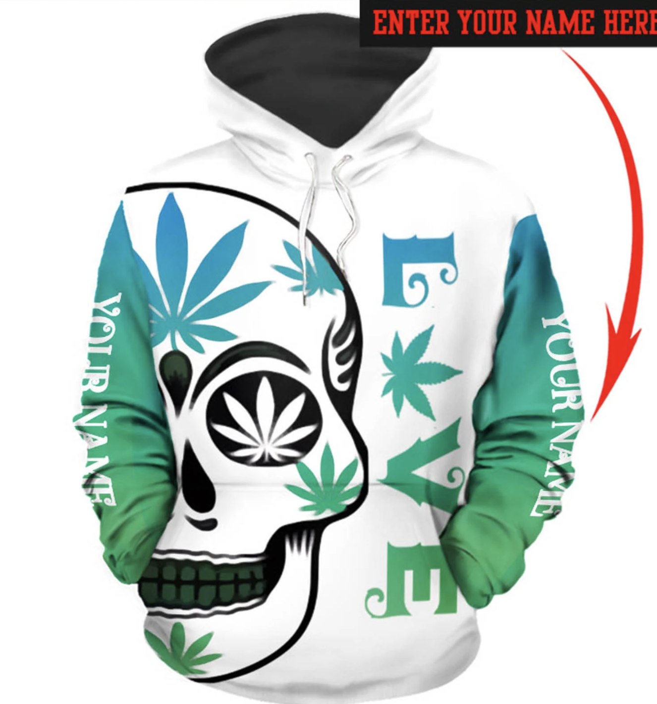 Weed love pothead cutom name 3d hoodie – maria