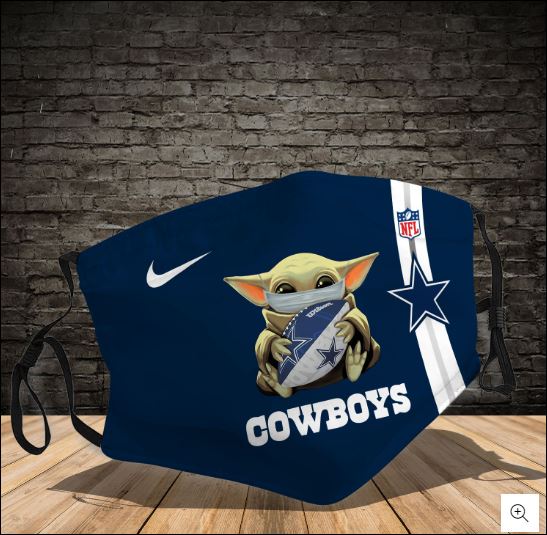 Baby Yoda hug Dallas Cowboys NFL face mask