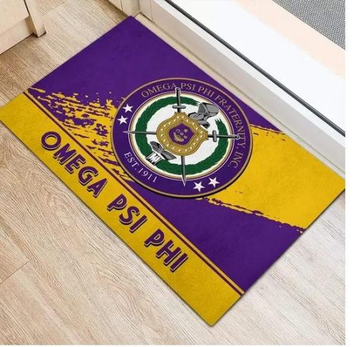 1-Omega Psi Phi 1911 Emblem Old Gold and Royal Purple Doormat (2)