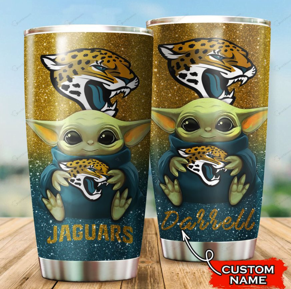 Personalized Baby Yoda hug Jacksonville Jaguars tumbler