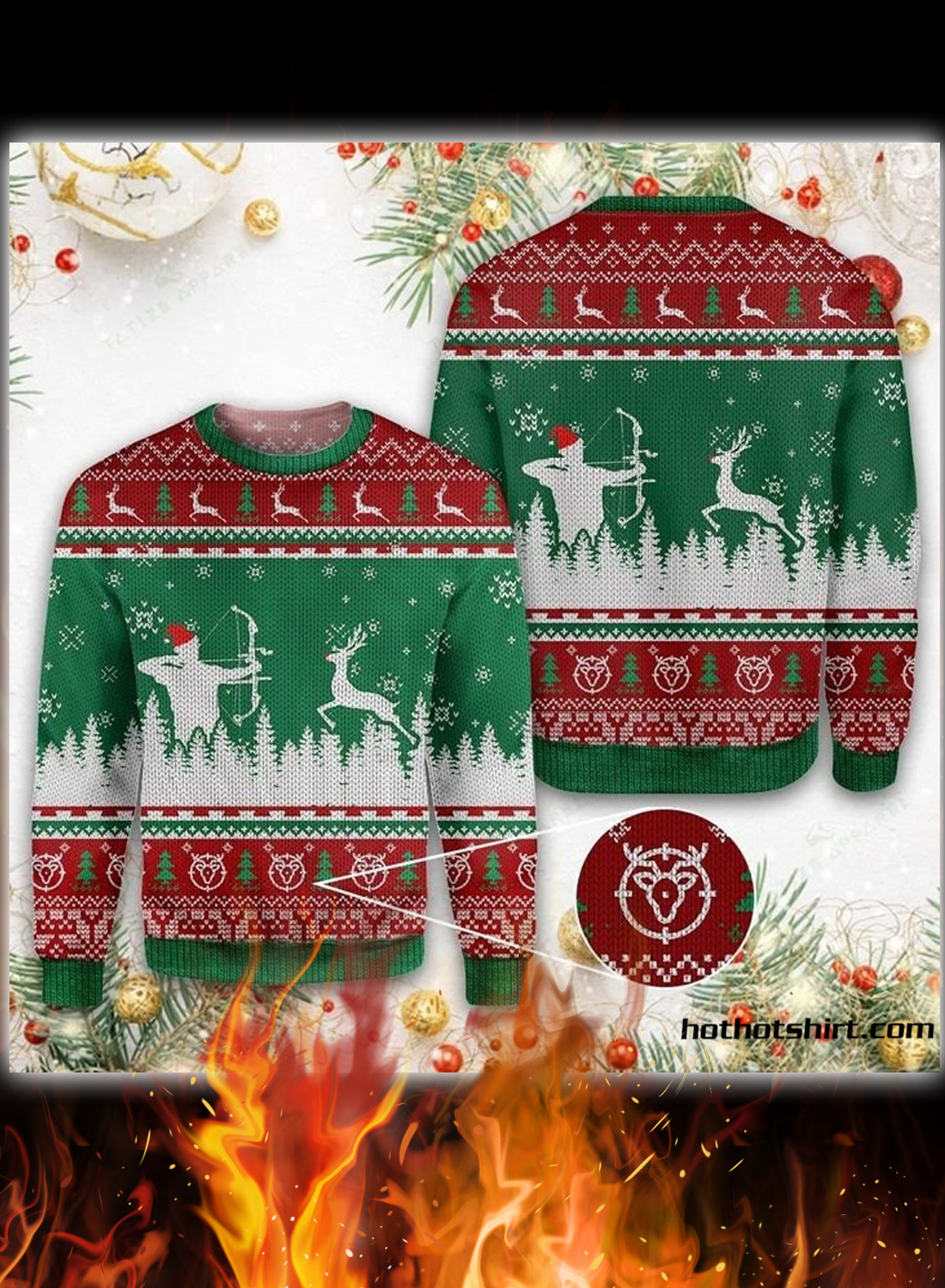 Deer hunting christmas ugly sweater 1