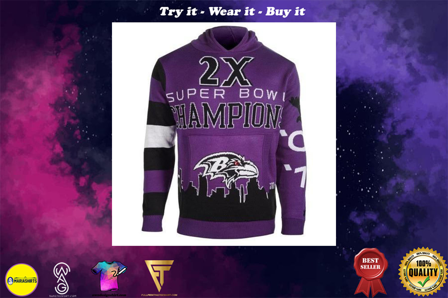 [special edition] the baltimore ravens super bowl champions full over print shirt – maria