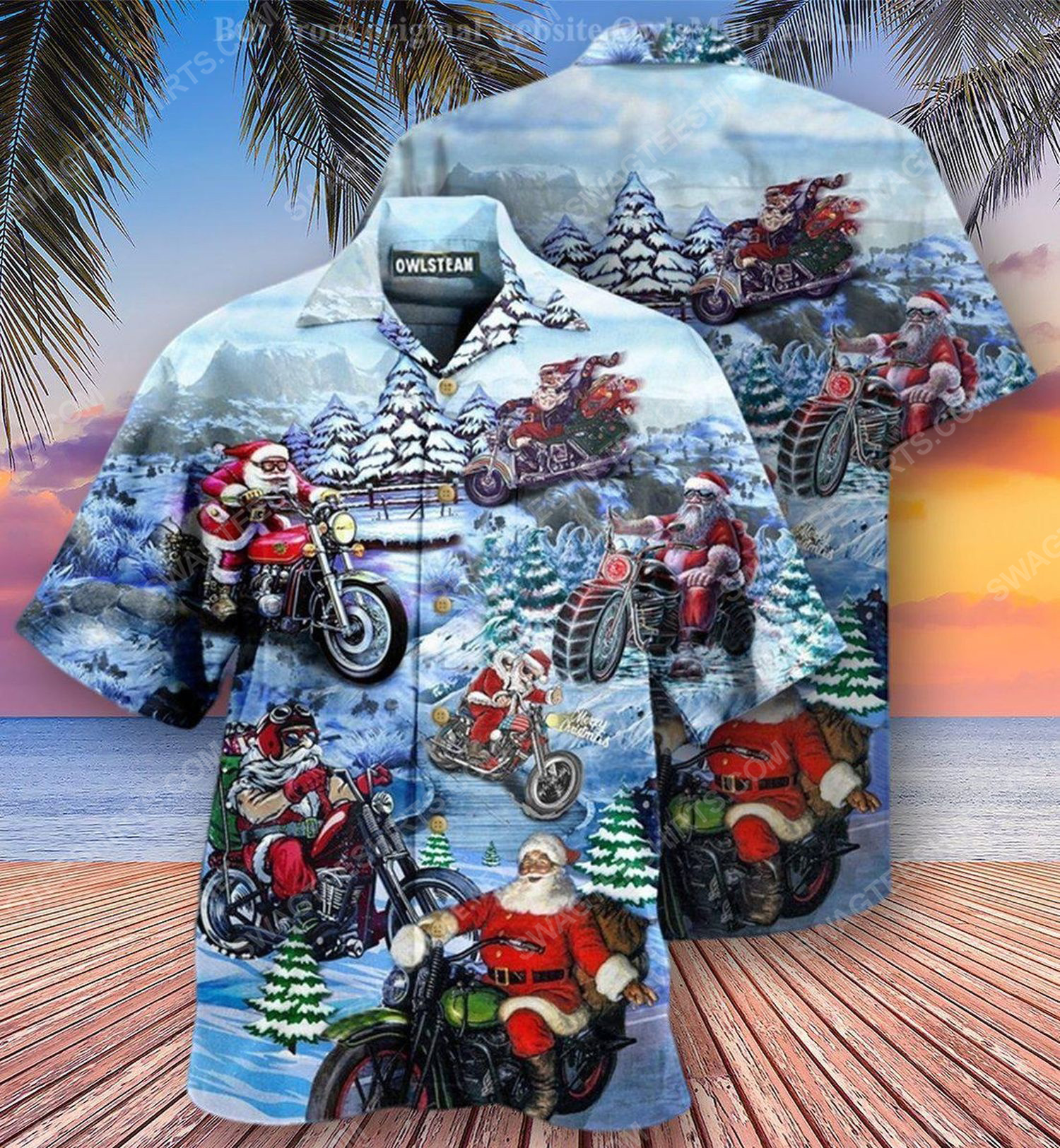 Christmas holiday and santa biker full print hawaiian shirt 1 - Copy (2)