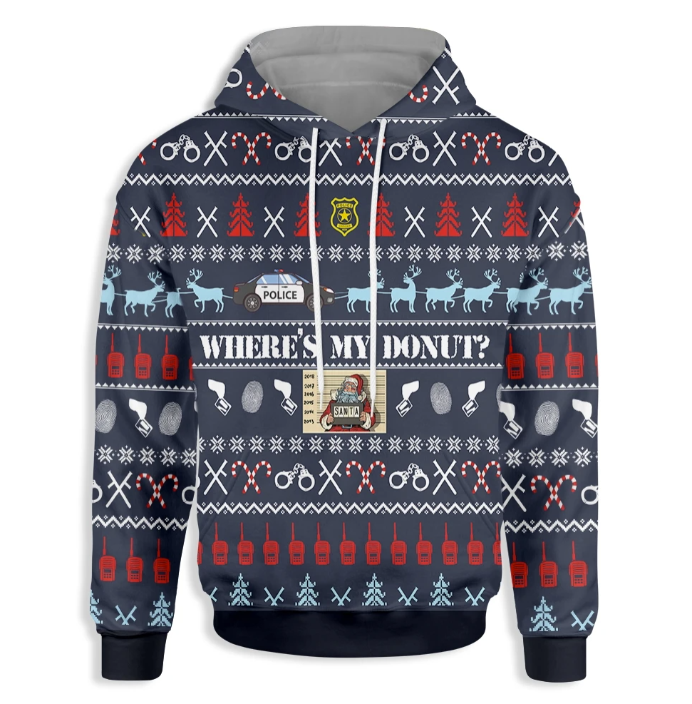 Where's my donut all over printed 3D ugly christmas hoodie 1