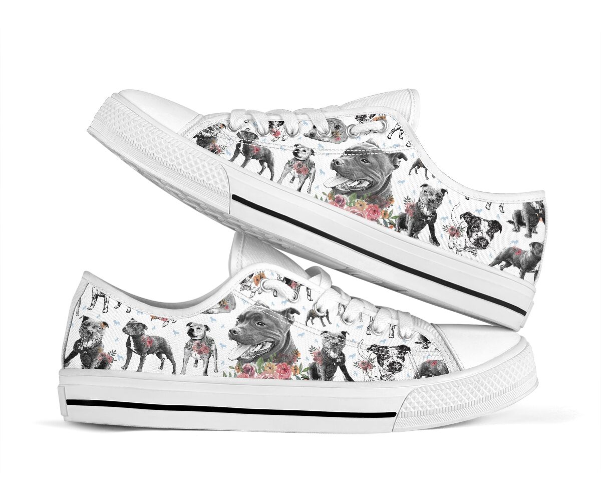 Staffordshire bull flower low top shoes