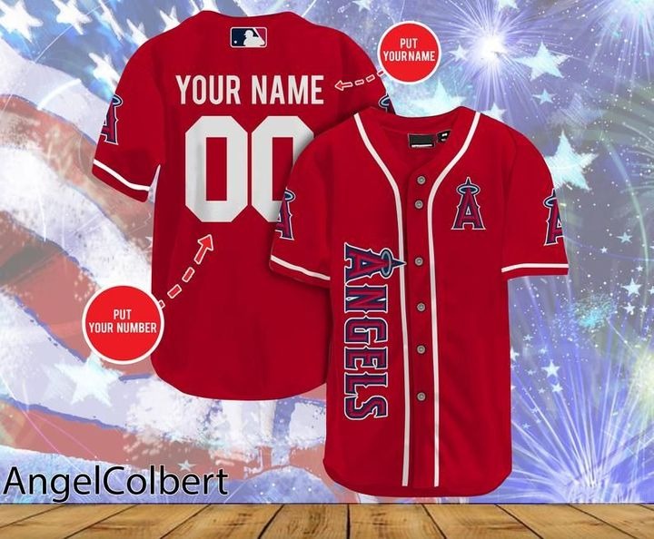 Los Angeles Angels Personalized Baseball Jersey Shirt - Red