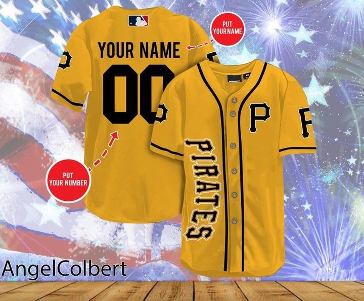 Pittsburgh Pirates Personalized Name And Number Baseball Jersey Shirt - Yellow