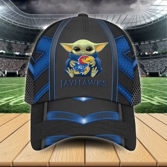 11-Kansas Jayhawks Baby Yoda Classic Cap (3)