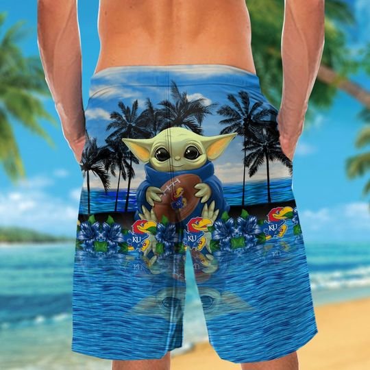 12-Kansas Jayhawks And Baby Yoda Hawaiian Shirt, Shorts (4)