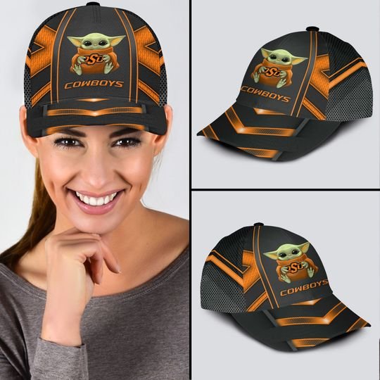 12-Oklahoma State Cowboys And Baby Yoda Classic Cap (2)