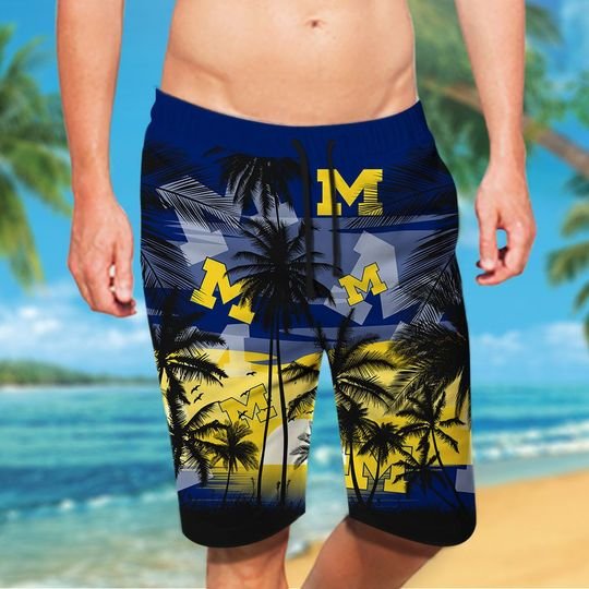 16-Michigan Wolverines Tropical Hawaiian Shirt Short (3)