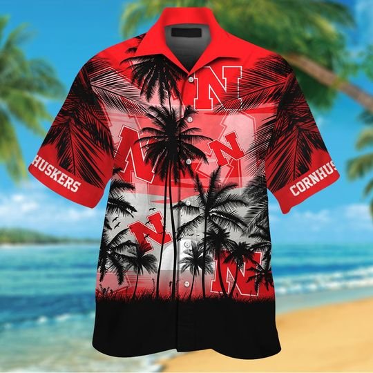 17-Nebraska Cornhuskers Tropical Hawaiian Shirt Short (2)