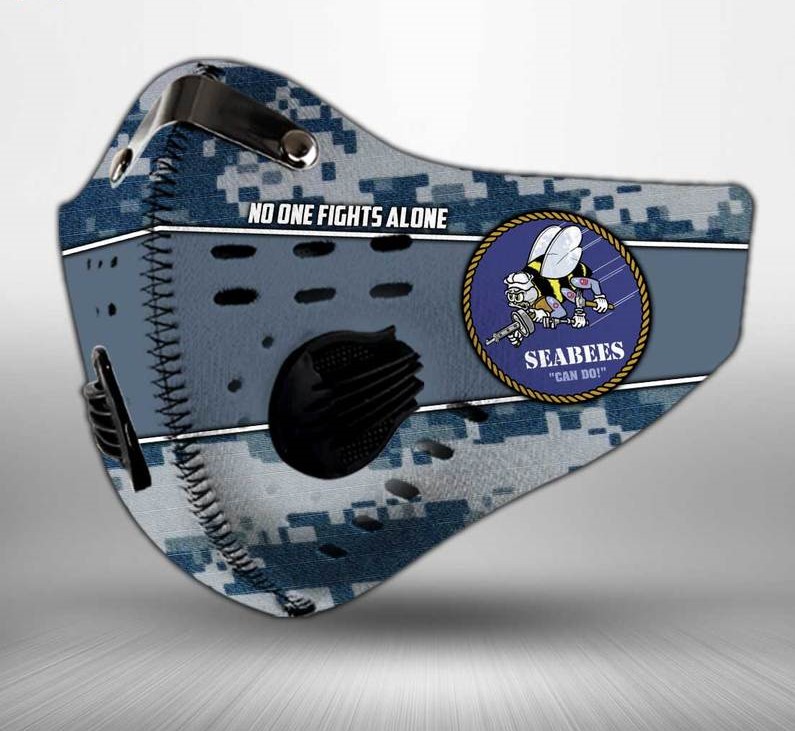 US navy seabees can do american flag camo filter activated carbon face mask