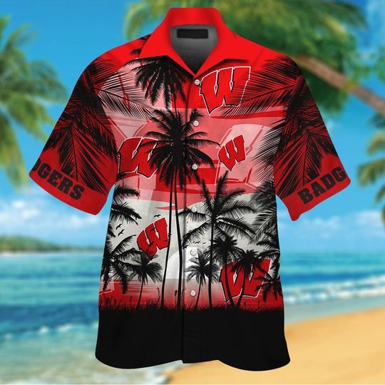 19-Wisconsin Badgers Tropical Hawaiian Shirt Short (2)