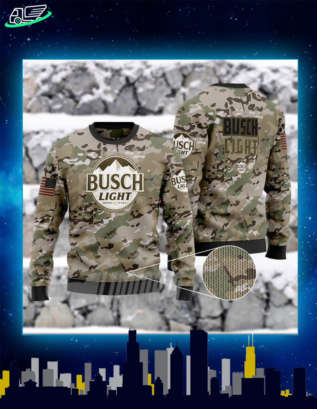 Busch light camo christmas sweater