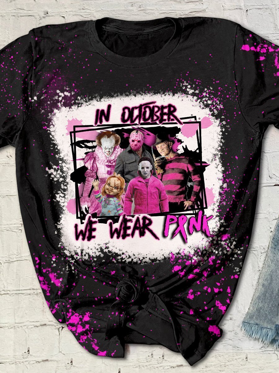 Horror Characters Breast cancer awareness in October we were pink 3d shirt – LIMITED EDITION