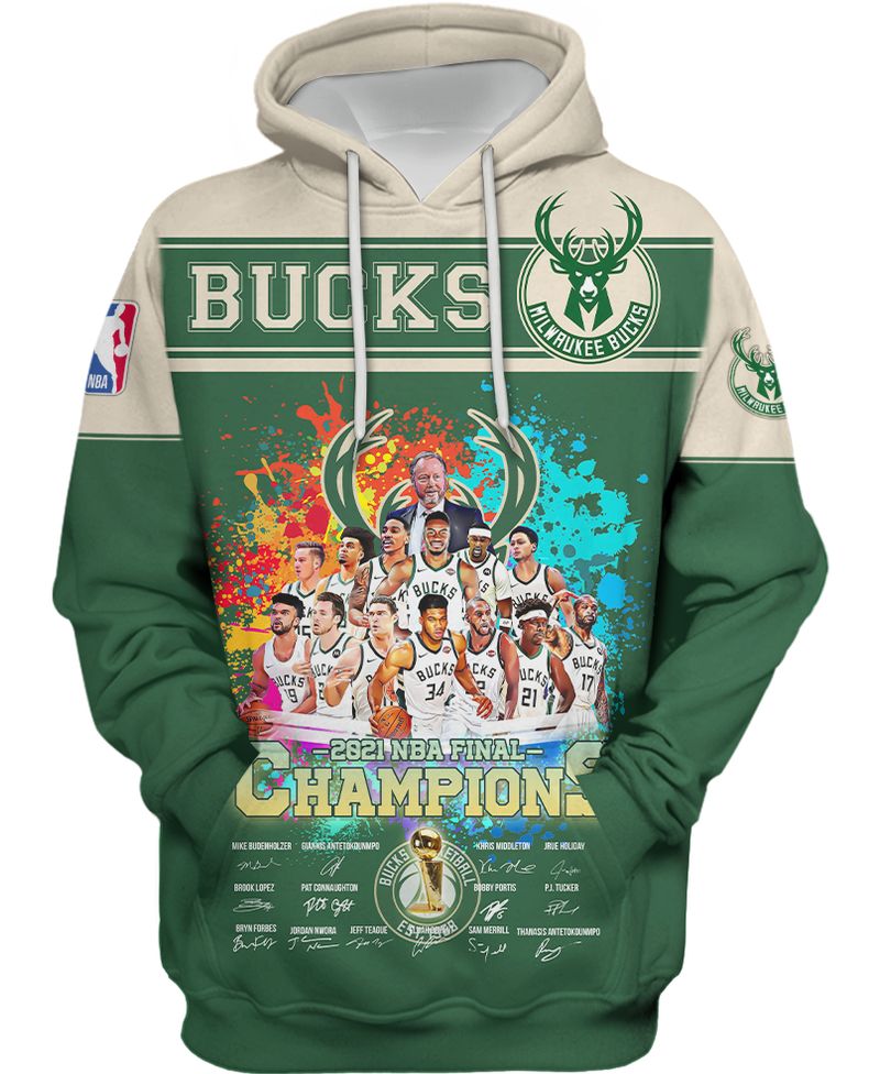 27 Milwaukee Bucks 2021 NBA Final Champion 3d shirt hoodie 3