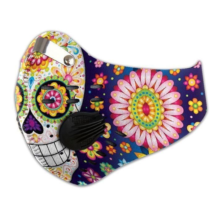 Day of the Dead Sugar Skull Filter Activated Carbon Pm 2.5 Fm Face Mask