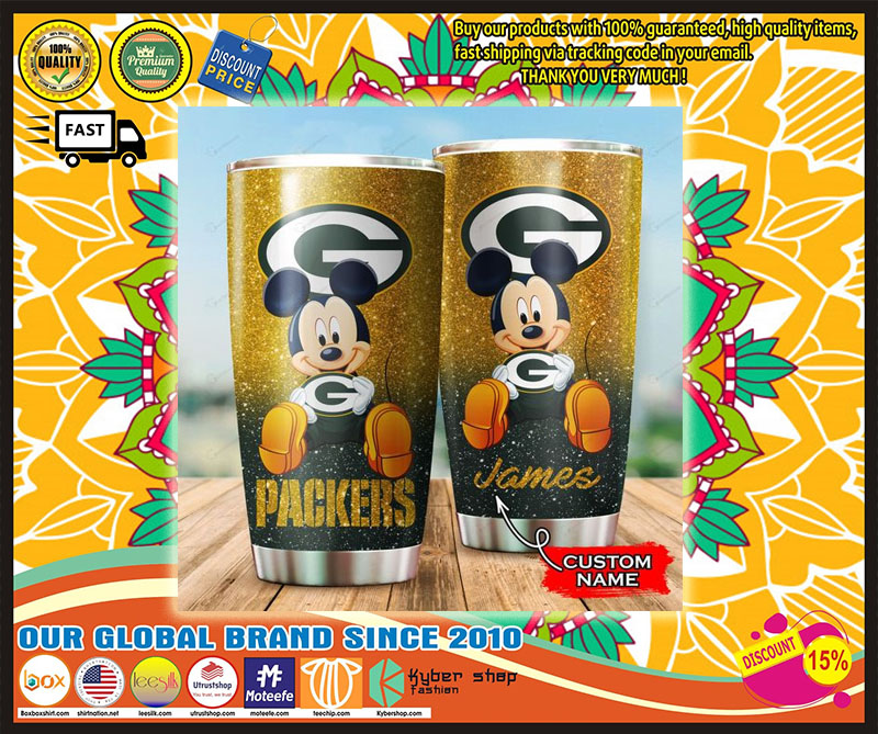 Mickey Mouse Green Bay Packers custom name Tumbler 1