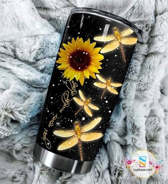 Dragonfly Sunflower You Never Walk Alone Tumbler