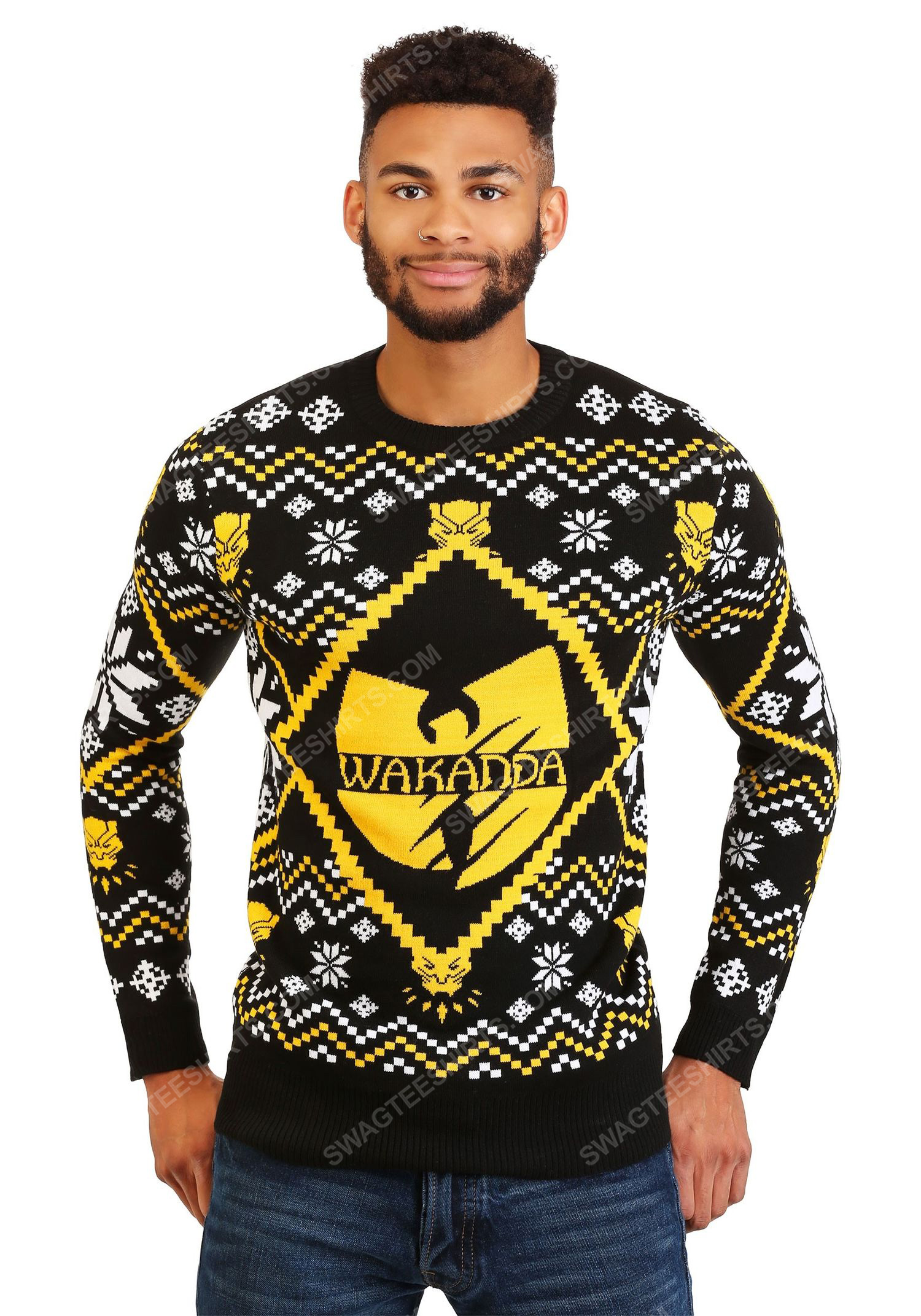 [special edition] Wu tang clan black panther wakanda ugly christmas sweater – maria