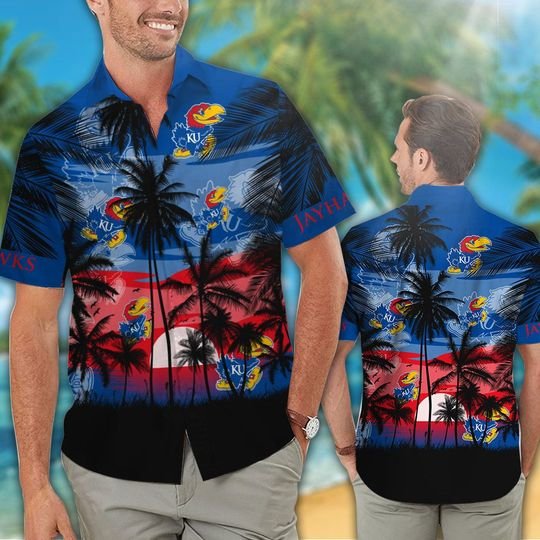 20-Kansas Jayhawks Tropical Hawaiian Shirt Short (1)