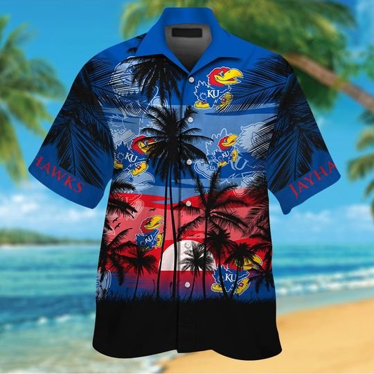 20-Kansas Jayhawks Tropical Hawaiian Shirt Short (2)