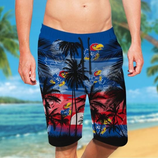 20-Kansas Jayhawks Tropical Hawaiian Shirt Short (3)