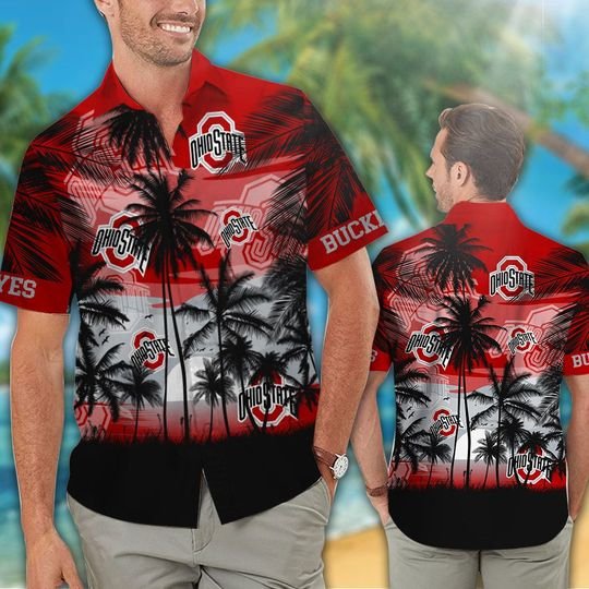 21-Ohio State Buckeyes Tropical Hawaiian Shirt Short (1)