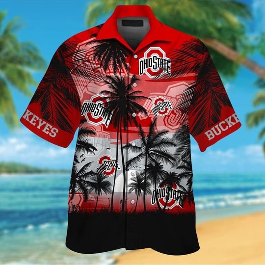 21-Ohio State Buckeyes Tropical Hawaiian Shirt Short (2)