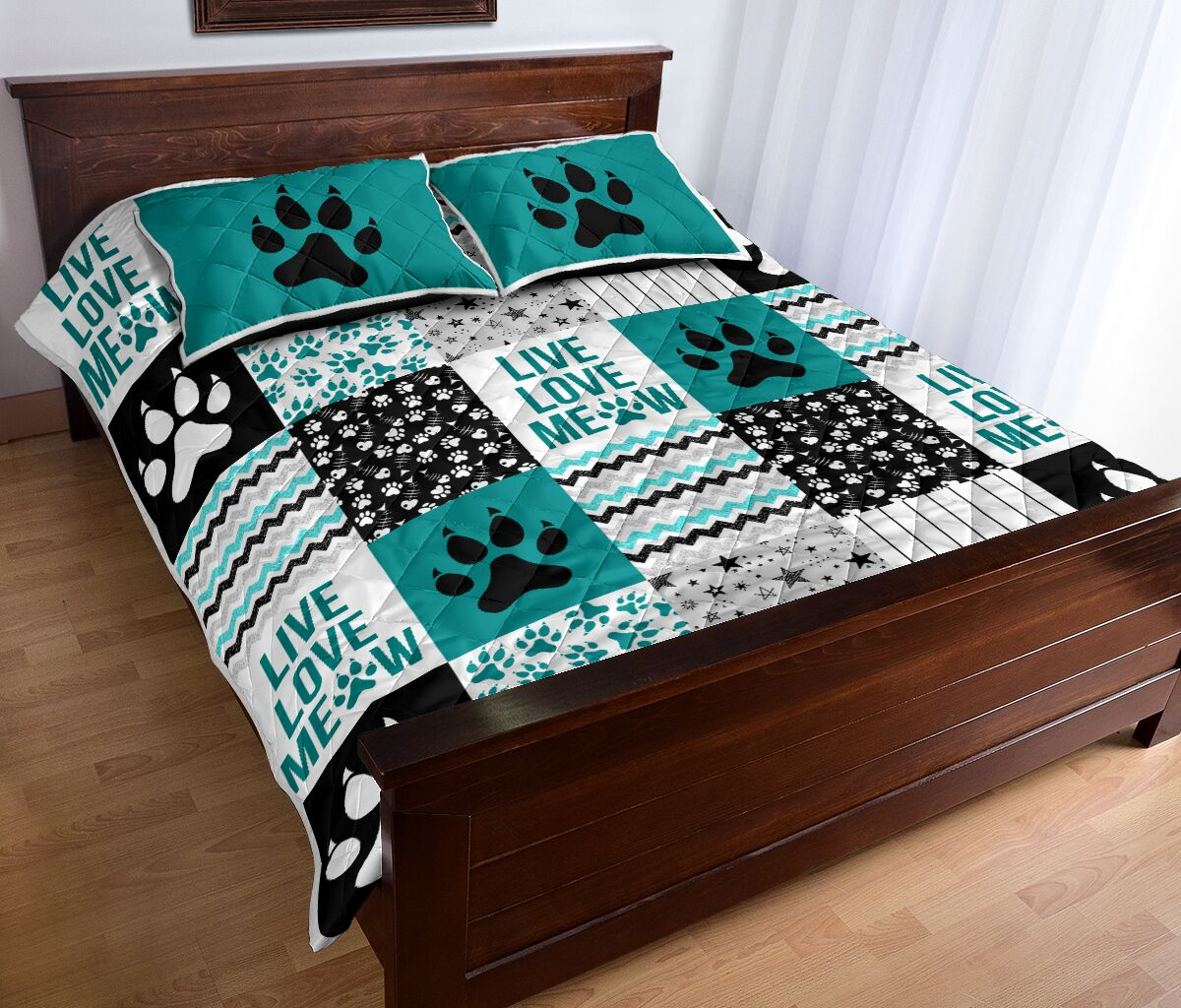 Cat live love meow quilt2