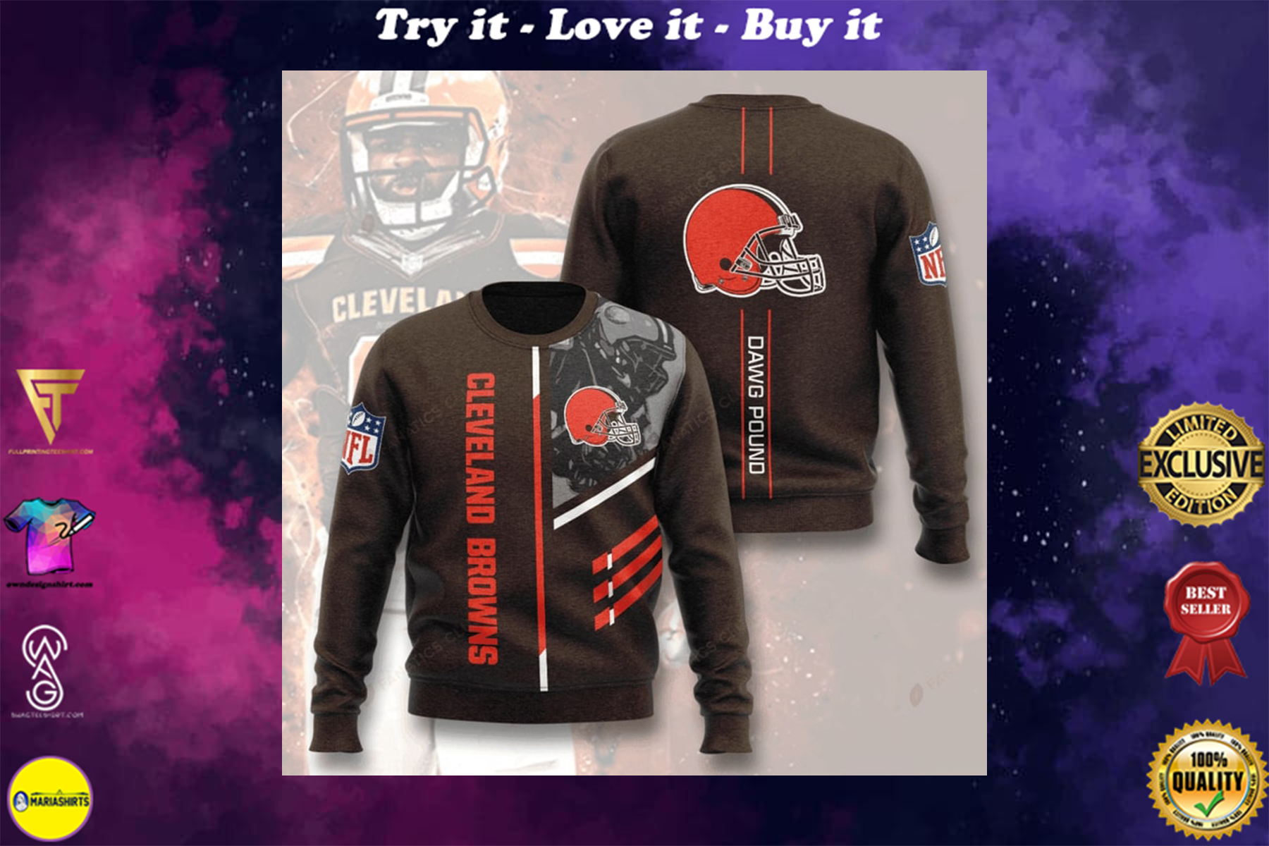 [special edition] national football league cleveland browns dawg pound full printing ugly sweater – maria
