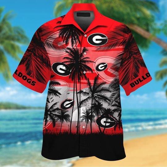 26-Georgia Bulldogs Tropical Hawaiian Shirt Short (2)
