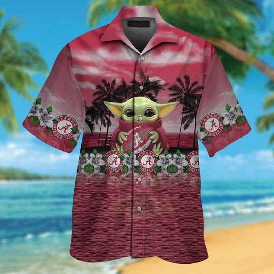 28-Albama Crimson Tide And Baby Yoda Hawaiian Shirt, Short (2)
