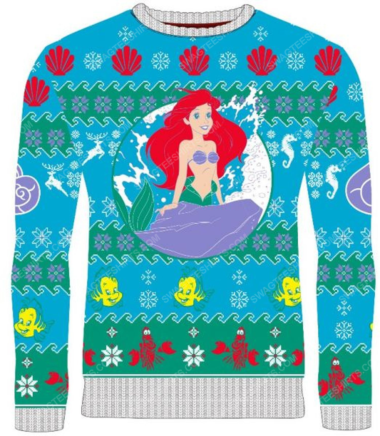 [special edition] Christmas holiday the little mermaid full print ugly christmas sweater – maria