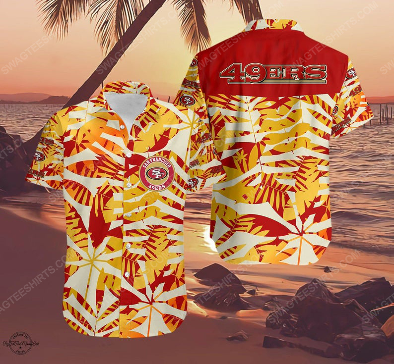 San francisco 49ers logo football summer vacation hawaiian shirt 1
