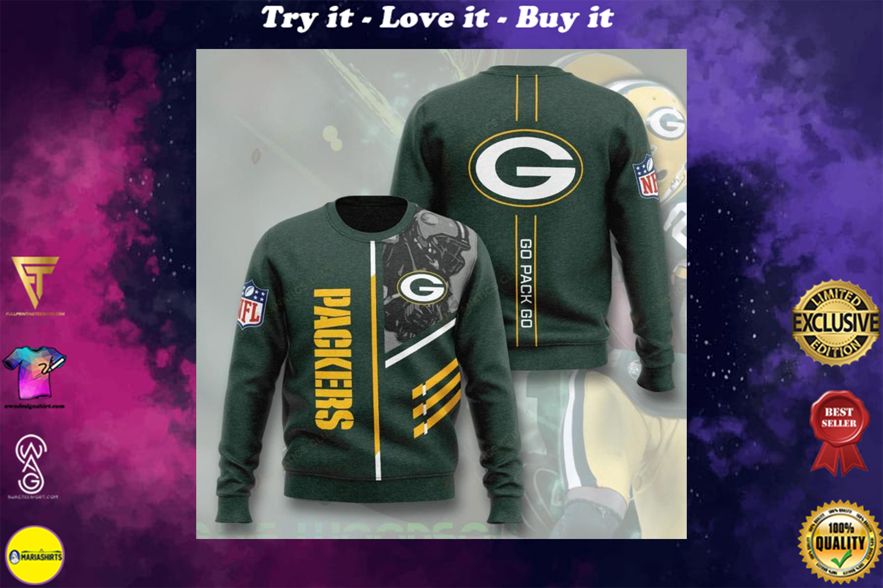 [special edition] green bay packers go pack go full printing ugly sweater – maria