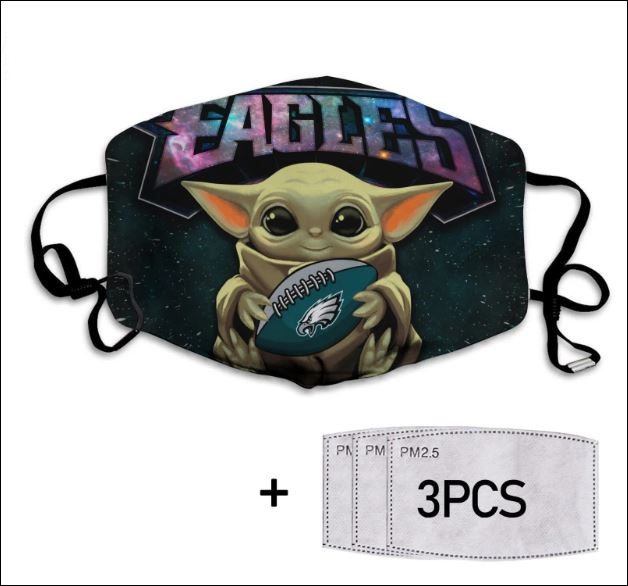 Baby Yoda hug Philadelphia Eagles face mask