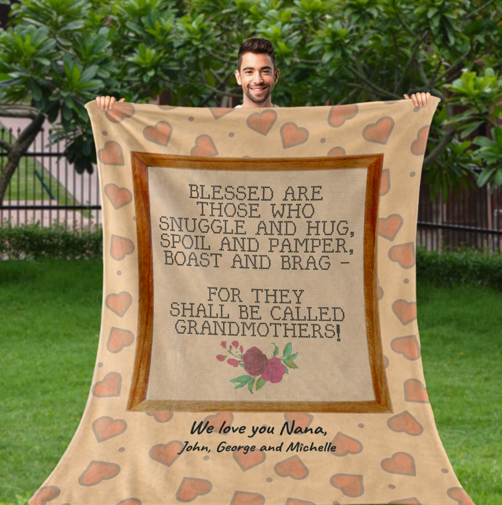 Personalized blessed are those who snuggle and hug we love you nana quilt