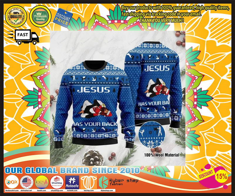 Jesus Has Your Back Jiu Jitsu ugly Christmas Sweater