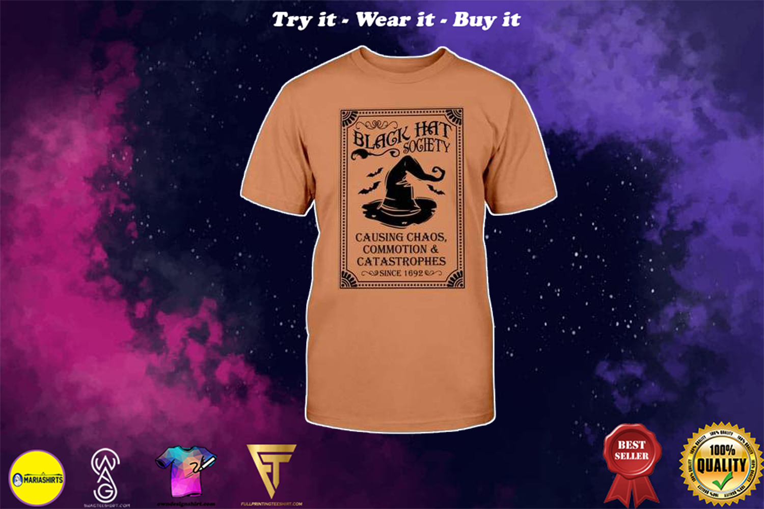[special edition] Halloween black hat society causing chaos commotion and catastrophes shirt – Maria