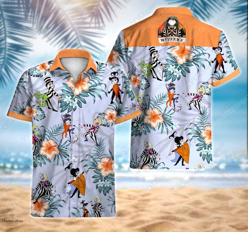 Floral beetlejuice lydia adventure cartoon movie hawaiian shirt 1