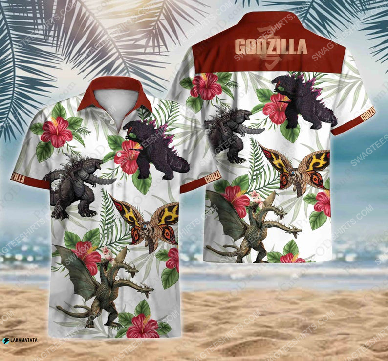 Tropical godzilla vs kong movie cartoon disney hawaiian shirt 1