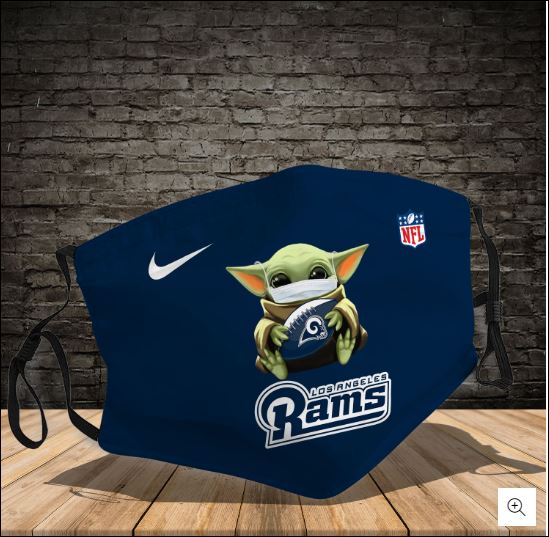 Baby Yoda hug Los Angeles Rams NFL face mask