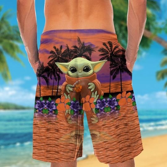 30-Clemson Tigers And Baby Yoda Hawaiian Shirt, Short (4)