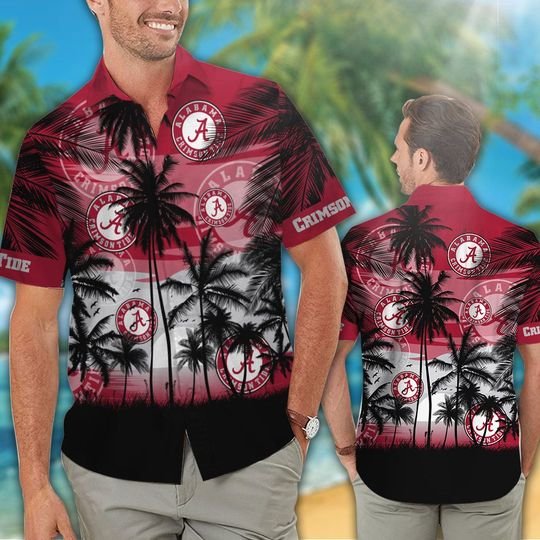 31-Alabama Crimson Tide Tropical Hawaiian Shirt Short (1)