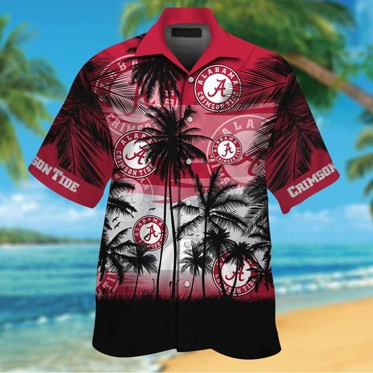 31-Alabama Crimson Tide Tropical Hawaiian Shirt Short (2)