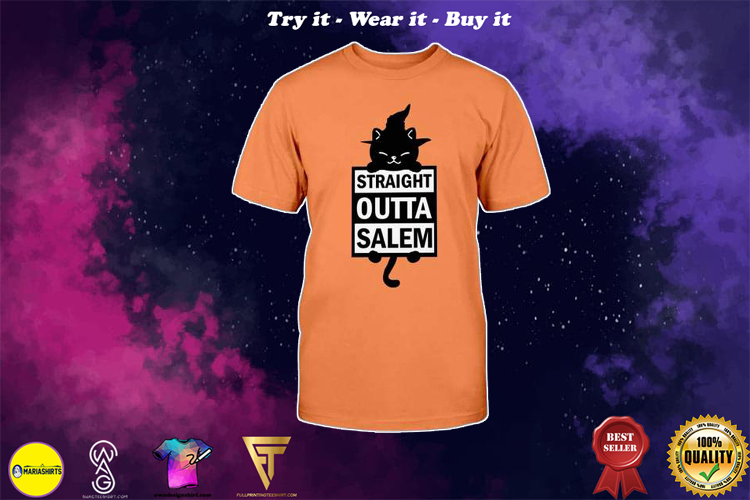 [special edition] halloween black cat straight outta salem shirt – Maria